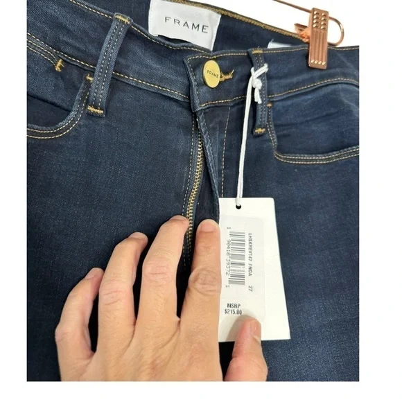 Frame Denim Revolve Le High Raw Edge Hem Ankle Slit Rivet Skinny Jeans Fonda - Picture 6 of 16